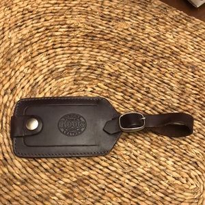 Roots leather luggage tag